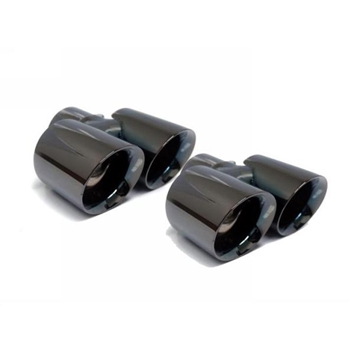 Porsche 997.2 Black Muffler Tip Set Dual Round