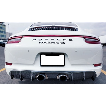 Porsche 991.2 NR Carbon Fiber Rear Finned Diffusre (2017  Center Exhaust models ONLY) -