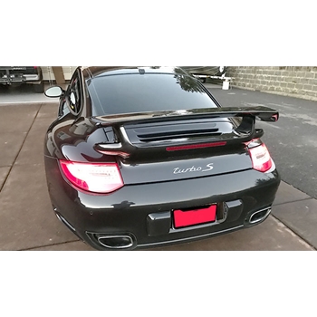 Porsche 997TT GT2 Engine lid Wing w/ Black Gurney (2008-2012 Turbo Coupe model only)