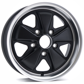 Porsche Fuchs Matt Black with Diamond Cut Lip - 7x15 - 911 -1971 back axle - Maxilite