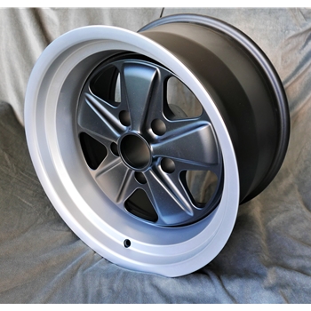 Porsche Fuchs Matt Black with Diamond Cut Lip - 911 SC, Carrera -1989, turbo -1989 back axle - Maxilite