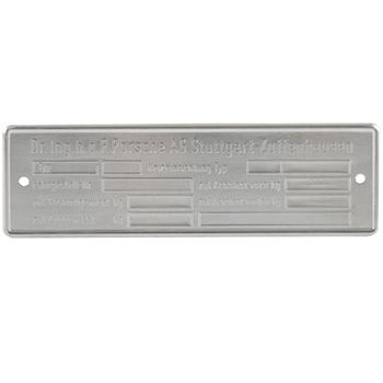 Porsche Chassis Identification Plate