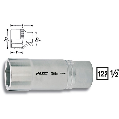 Socket - 14 mm, Deep, 6-Point - 1/2" Drive - 900LG14