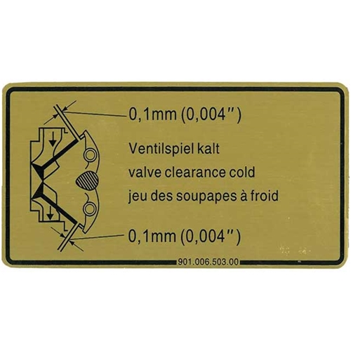 Engine Valve Adjustment Specification Decal - 90100650300