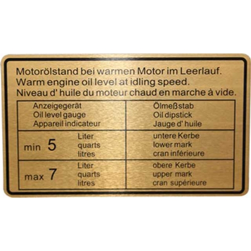 Engine Oil Level Specification Decal - 90100650401
