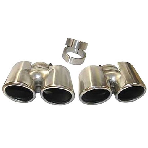 Muffler Tip Set ("S" Look) Polished Stainless Steel - 101022117